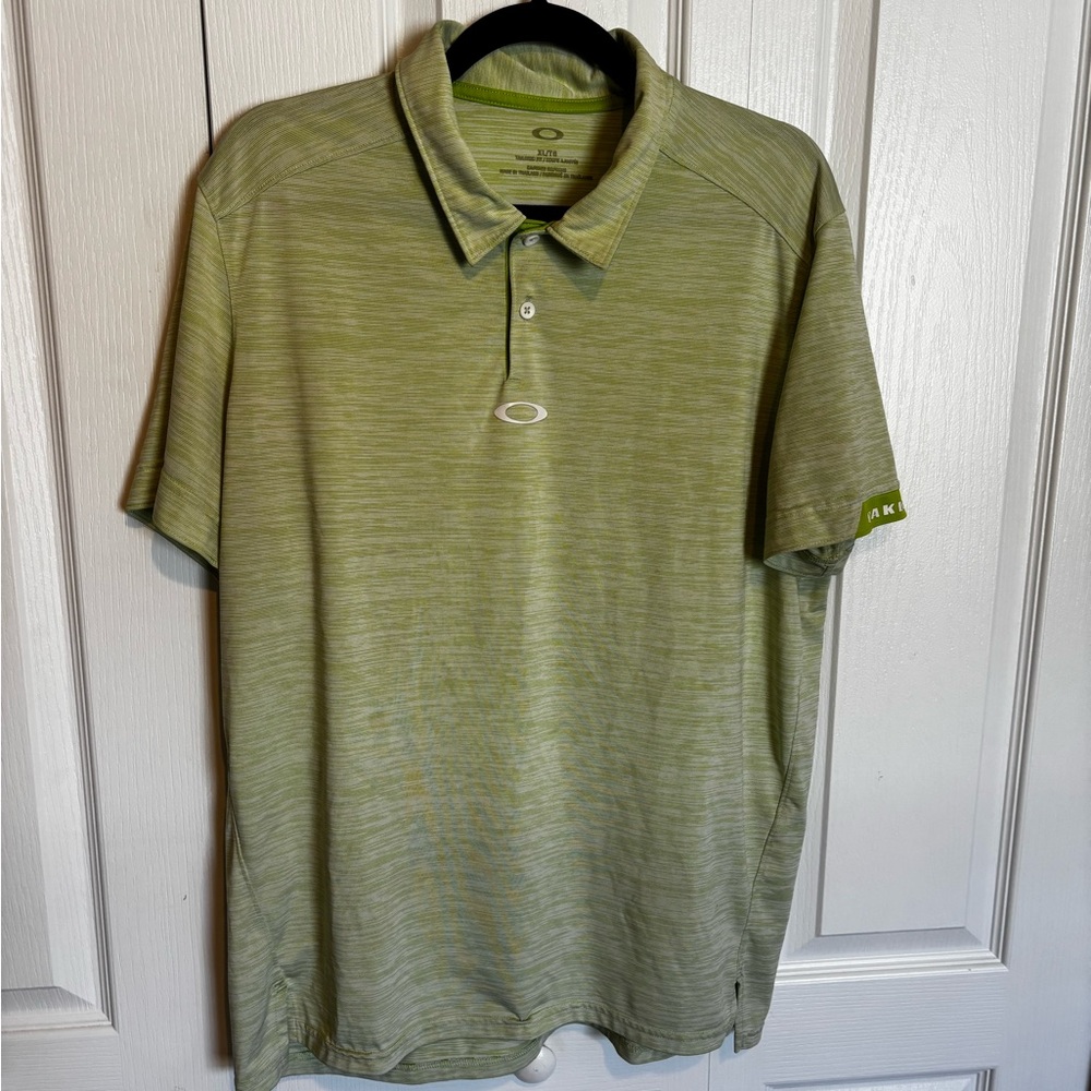 Oakley Golf Polo Shirt Green Heather Performance Short Sleeve Men’s XL
